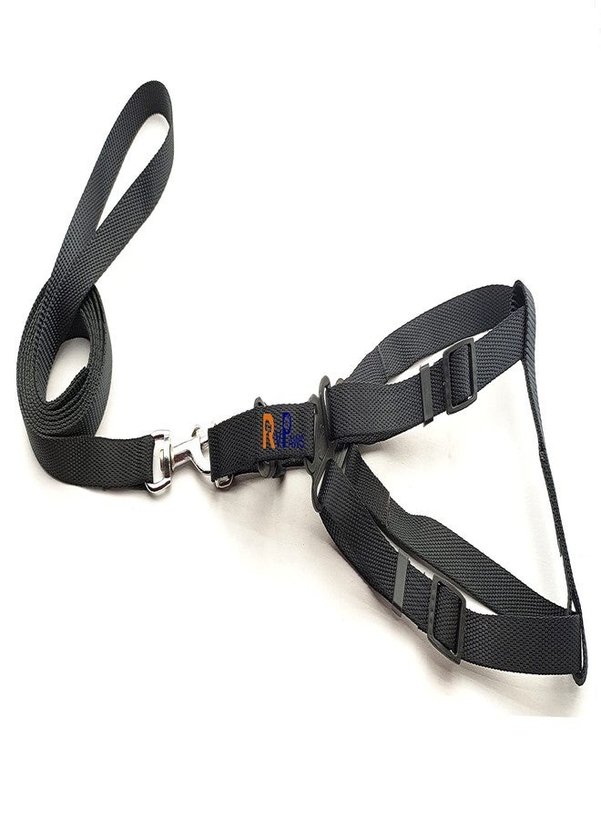 Pups&Pets 15 MM Nylon Leash with Harness 0.5 Inch Adjustable Nylon Harness Set Ideal for Small Breed Dog & Puppies - Black - Image 4